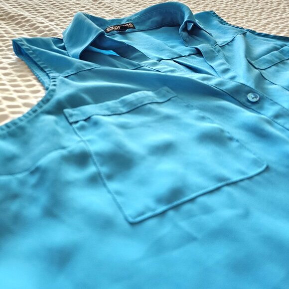 Express Portofino Women's Blue Sleeveless Top - Picture 2 of 4